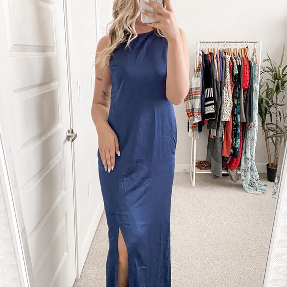 Halston Heritage Dresses & Skirts - Halston Heritage Sleeveless Maxi Dress Blue